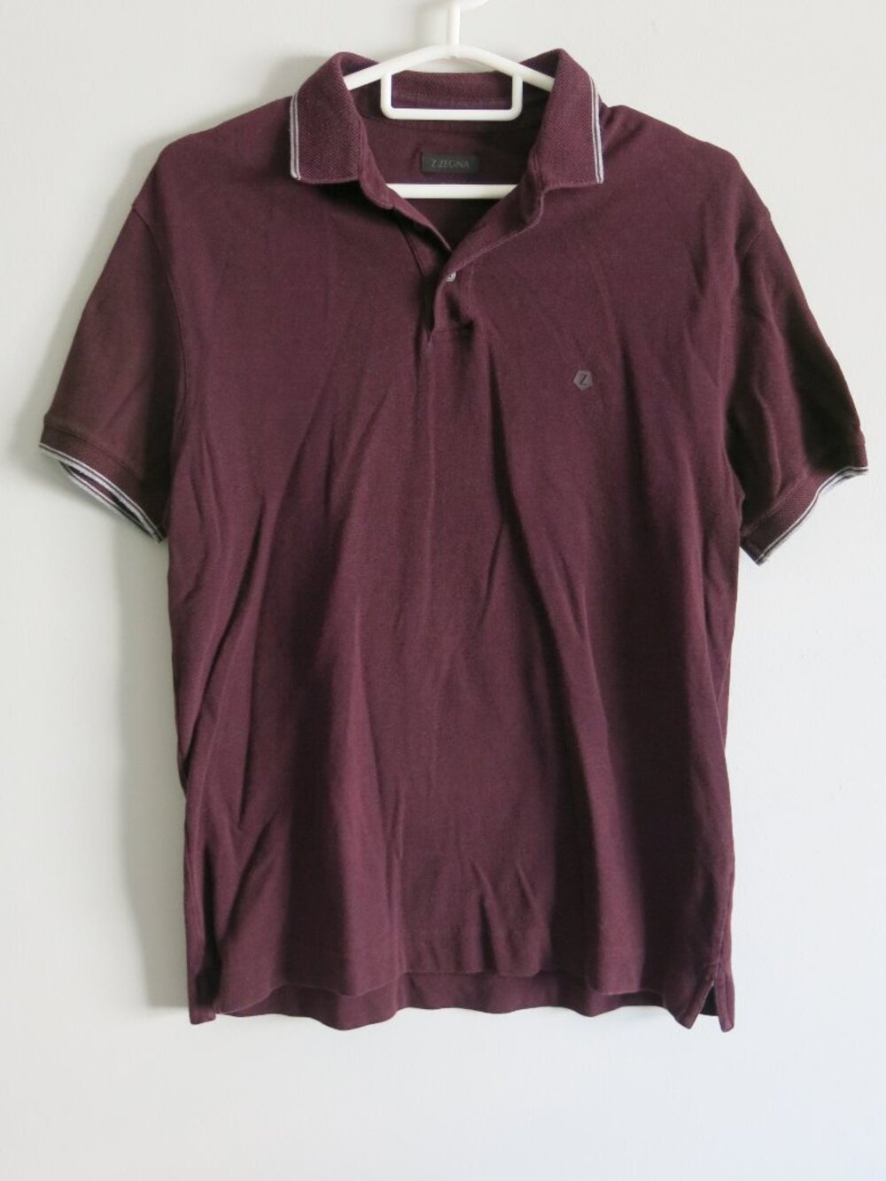 Z Zegna Burgundy 100% Cotton Short Sleeve Pique Classic Polo Shirt - Size XL